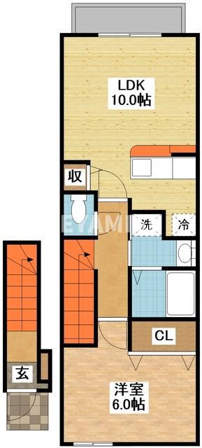 アバンダント(1LDK/2階)の間取り写真