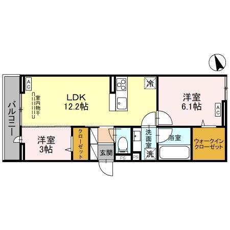 ノーブルパレス東大宮(2LDK/3階)の間取り写真