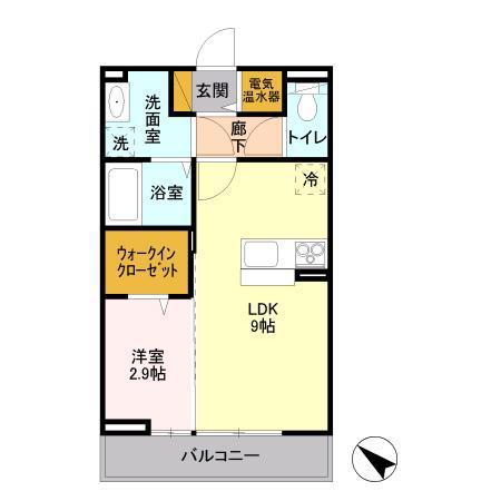 ユーチャリスII(1LDK/2階)の間取り写真