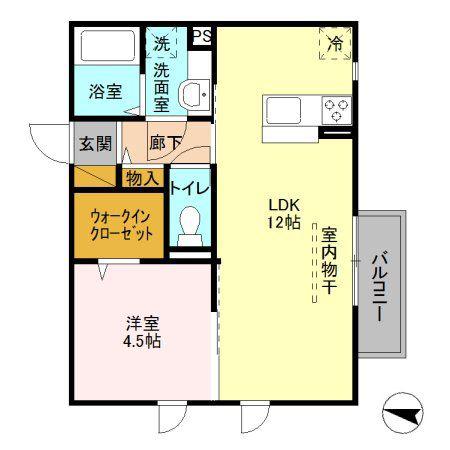カステロ・デ・グロリアII(1LDK/2階)の間取り写真