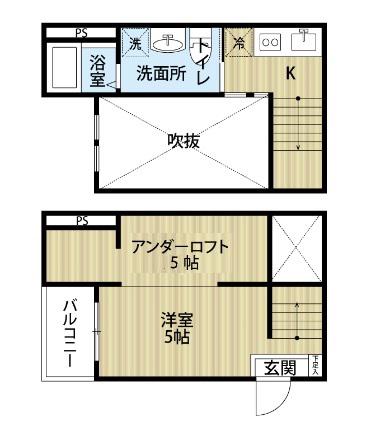 リデンテ辰巳(1SK/2階)の間取り写真