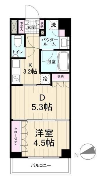 デュオステージ武蔵小金井(1DK/3階)の間取り写真