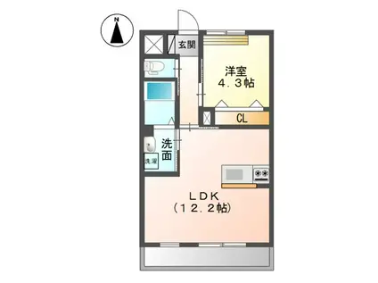 パープルオリエンテ(1LDK/1階)の間取り写真