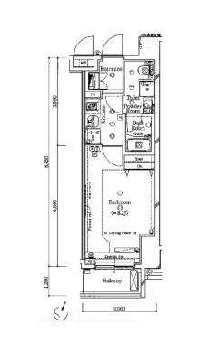 ガリシア新宿都庁前(1K/5階)の間取り写真