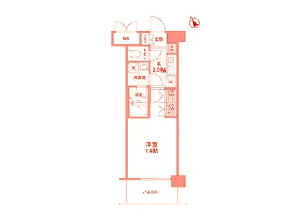 サンハイム鶴見(1K/6階)の間取り写真