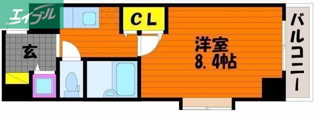 アドバンシティ岡山ステーション(1K/7階)の間取り写真