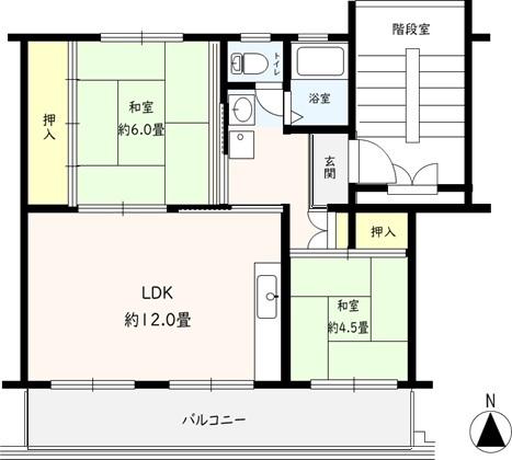 高洲第一団地(2LDK/1階)の間取り写真