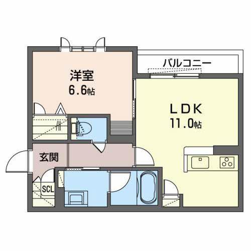 RAFFINA SAWA(1LDK/2階)の間取り写真