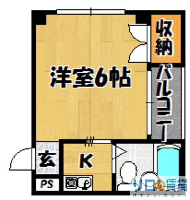 スクエアレジデンス豊里(ワンルーム/2階)の間取り写真