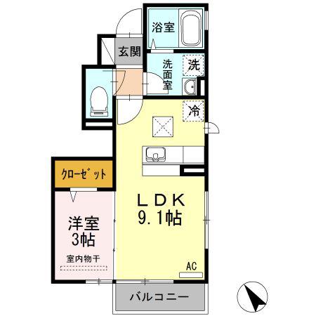 カーサ・フェリーチェ桜(1LDK/1階)の間取り写真