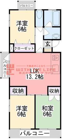 ミレニアム21(3LDK/4階)の間取り写真