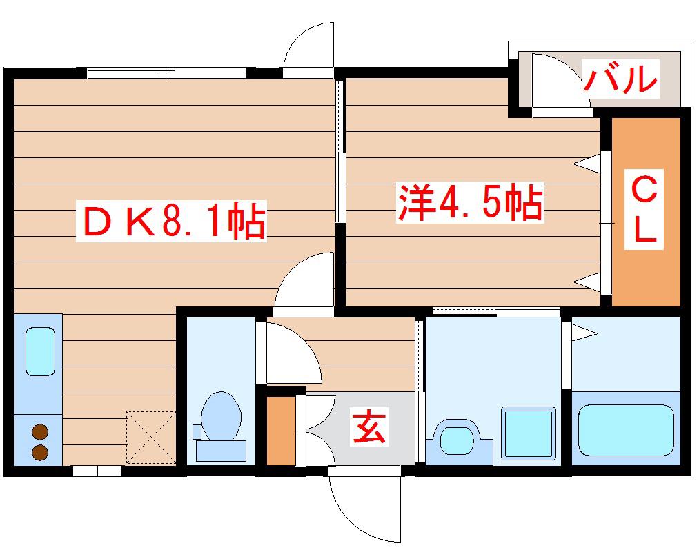 仙台市地下鉄東西線 宮城野通駅 徒歩15分 2階建 築13年(1LDK/1階)の間取り写真