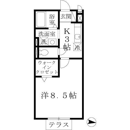 シャルト(1K/1階)の間取り写真