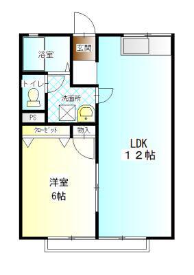 コーポドミール A(1LDK/2階)の間取り写真