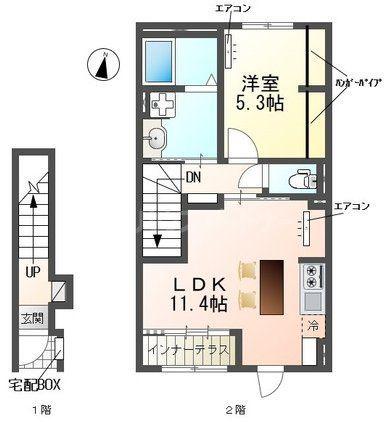 野々下1丁目アパート(1LDK/2階)の間取り写真