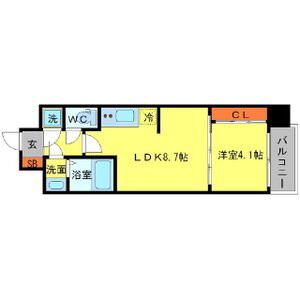SERENITE本町エコート(1LDK/4階)の間取り写真