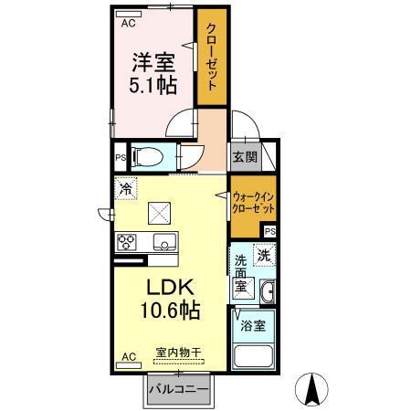 パレット(1LDK/2階)の間取り写真