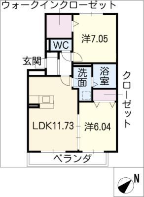 マリーシャンテ(2LDK/1階)の間取り写真