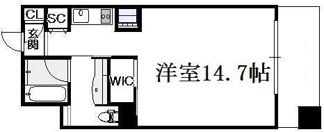 ザ タワー大阪レジデンス(1K/7階)の間取り写真