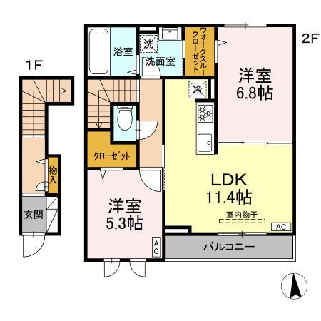 スタディ(2LDK/2階)の間取り写真