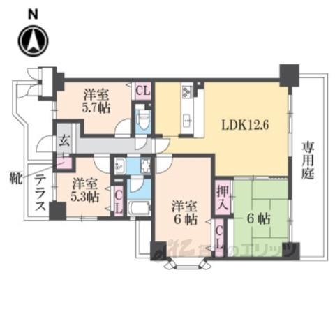 ルモン四ノ宮藤尾台(4LDK/1階)の間取り写真