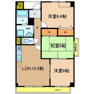 エーデル雲雀丘三番館(3LDK/4階)の間取り写真