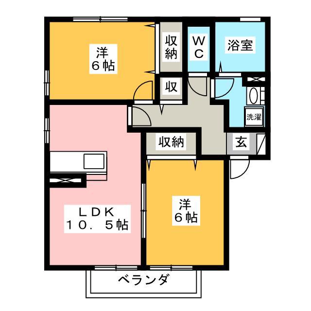 ピアチェーレ武 A(2LDK/2階)の間取り写真