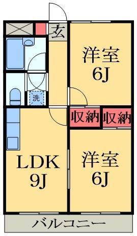 鵜の森ビル(2LDK/2階)の間取り写真