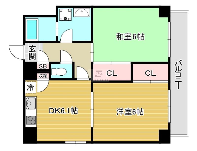 第2マンション アトラス(2DK/9階)の間取り写真