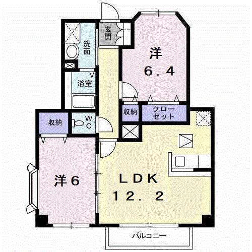 セレッソIII(2LDK/1階)の間取り写真