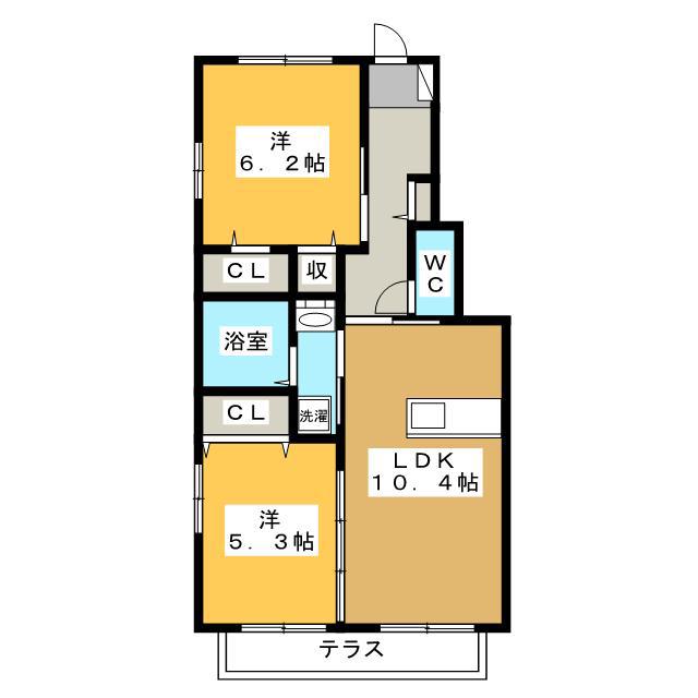 グランボヌール(2LDK/1階)の間取り写真
