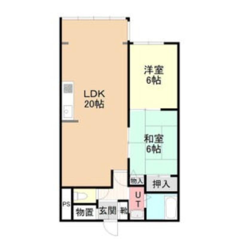 第1ヒラギシビル(2LDK/4階)の間取り写真