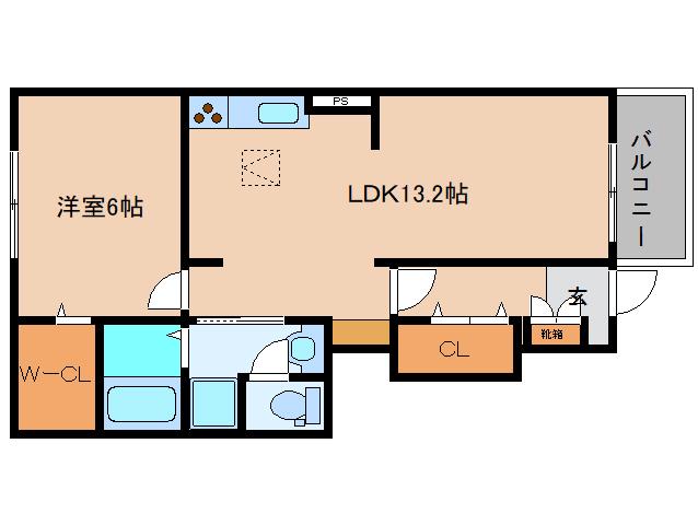 ヴァン リーブル II(1LDK/1階)の間取り写真
