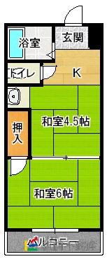 秋吉第2ビル(2K/5階)の間取り写真