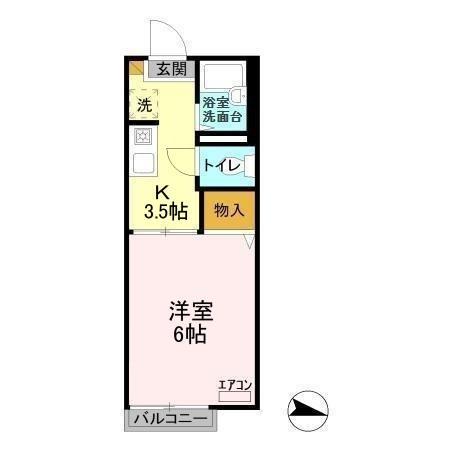 クレールA・B(1K/2階)の間取り写真