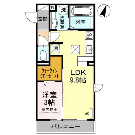 プリムヴェール弐十壱番館(1LDK/1階)の間取り写真