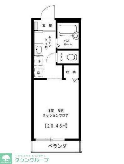 ジュネスII(1K/2階)の間取り写真