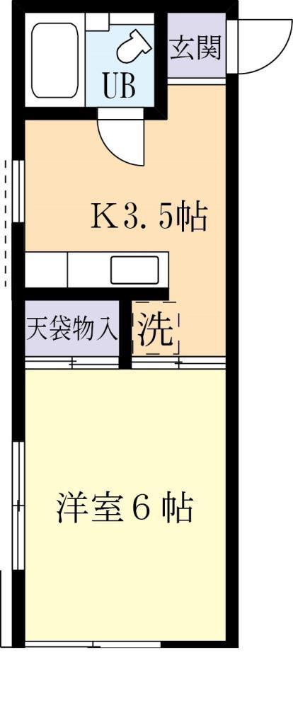 グリーンハイツC(1K/1階)の間取り写真