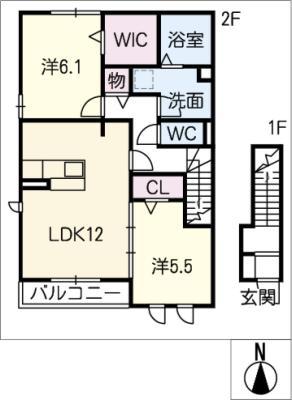 ガーデンプラザ新栄 E棟(2LDK/2階)の間取り写真