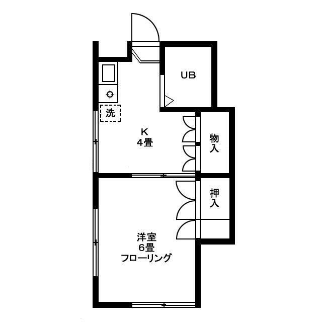 ドミール深沢(1K/2階)の間取り写真