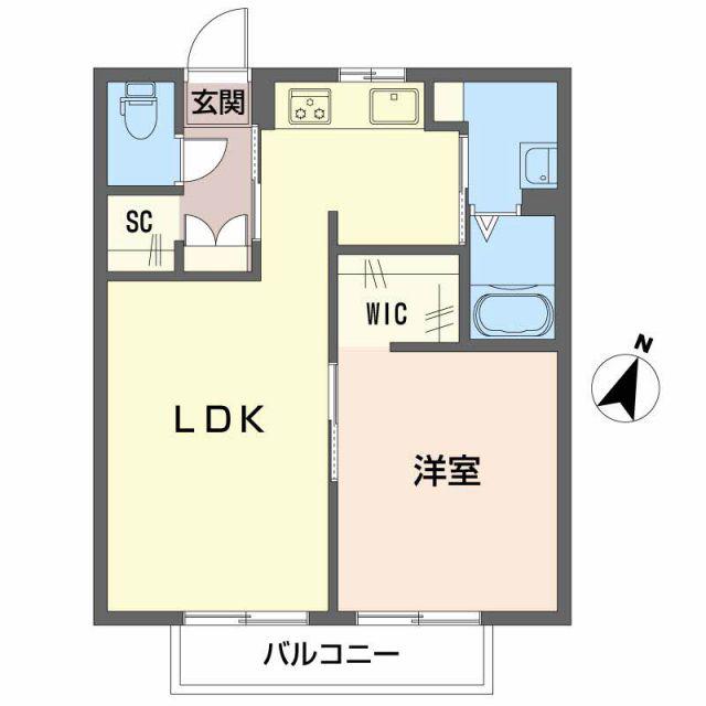 S CORTLEAF(1LDK/2階)の間取り写真