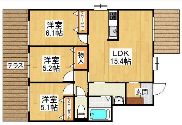 ラーナ竜王(3LDK/1階)の間取り写真