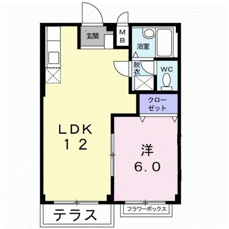 エルディム鈴木(1LDK/1階)の間取り写真