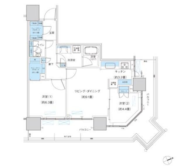 パークシティ柏の葉キャンパス ザ・ゲートタワー ウエスト(2LDK/14階)の間取り写真