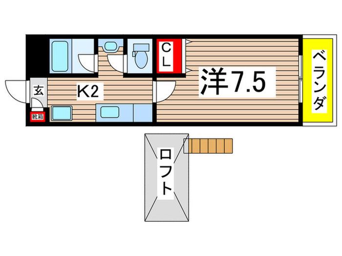 パルテノン福田町(1K/5階)の間取り写真