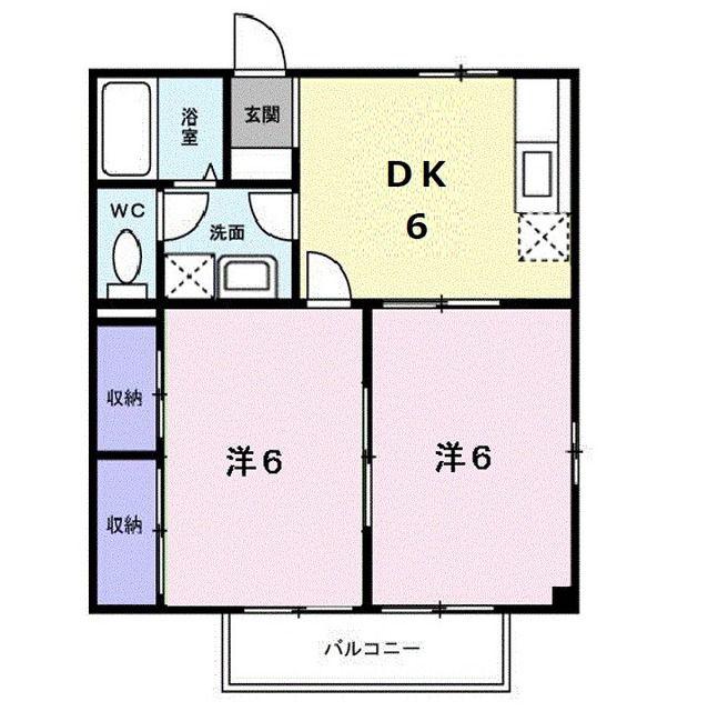 悠コーポ(2DK/2階)の間取り写真