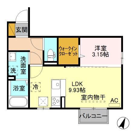 グランドソレイユ B(1LDK/1階)の間取り写真