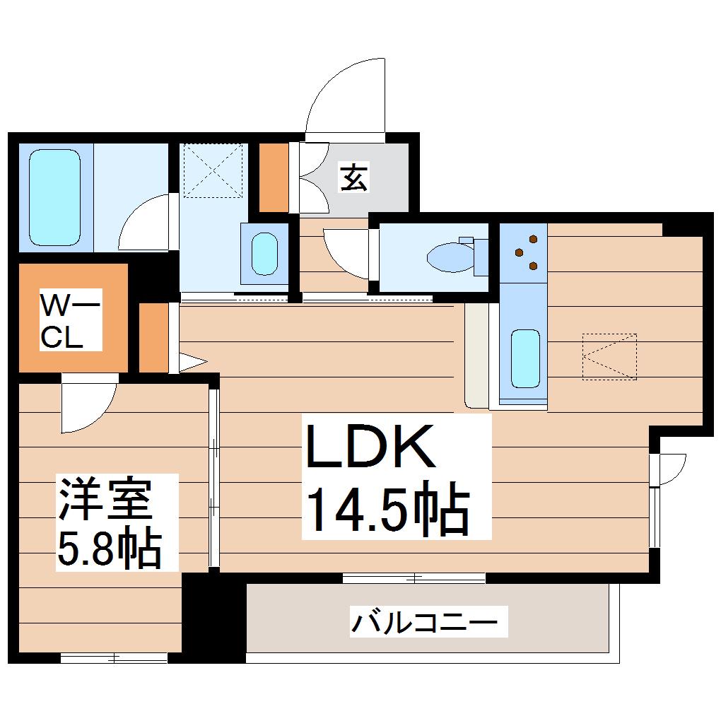 コンフォール木町(1LDK/1階)の間取り写真