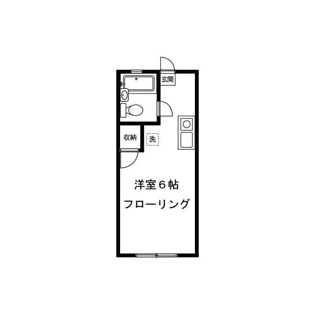 エスポワール(1K/2階)の間取り写真