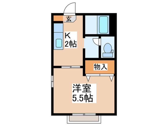 イーストジュネス(1K/2階)の間取り写真